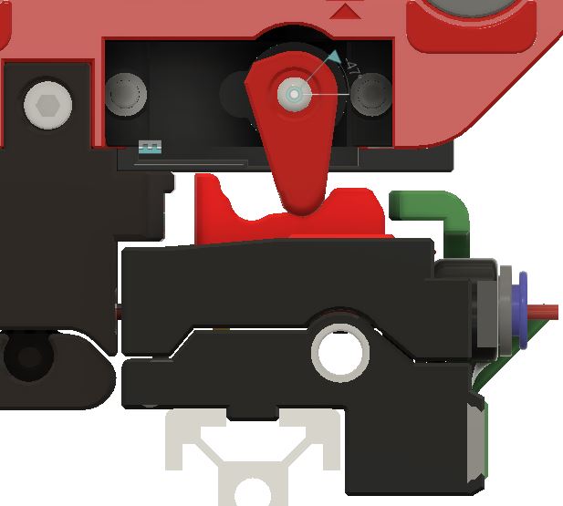 Servo in the down position - trap released for load/unload or synced printing