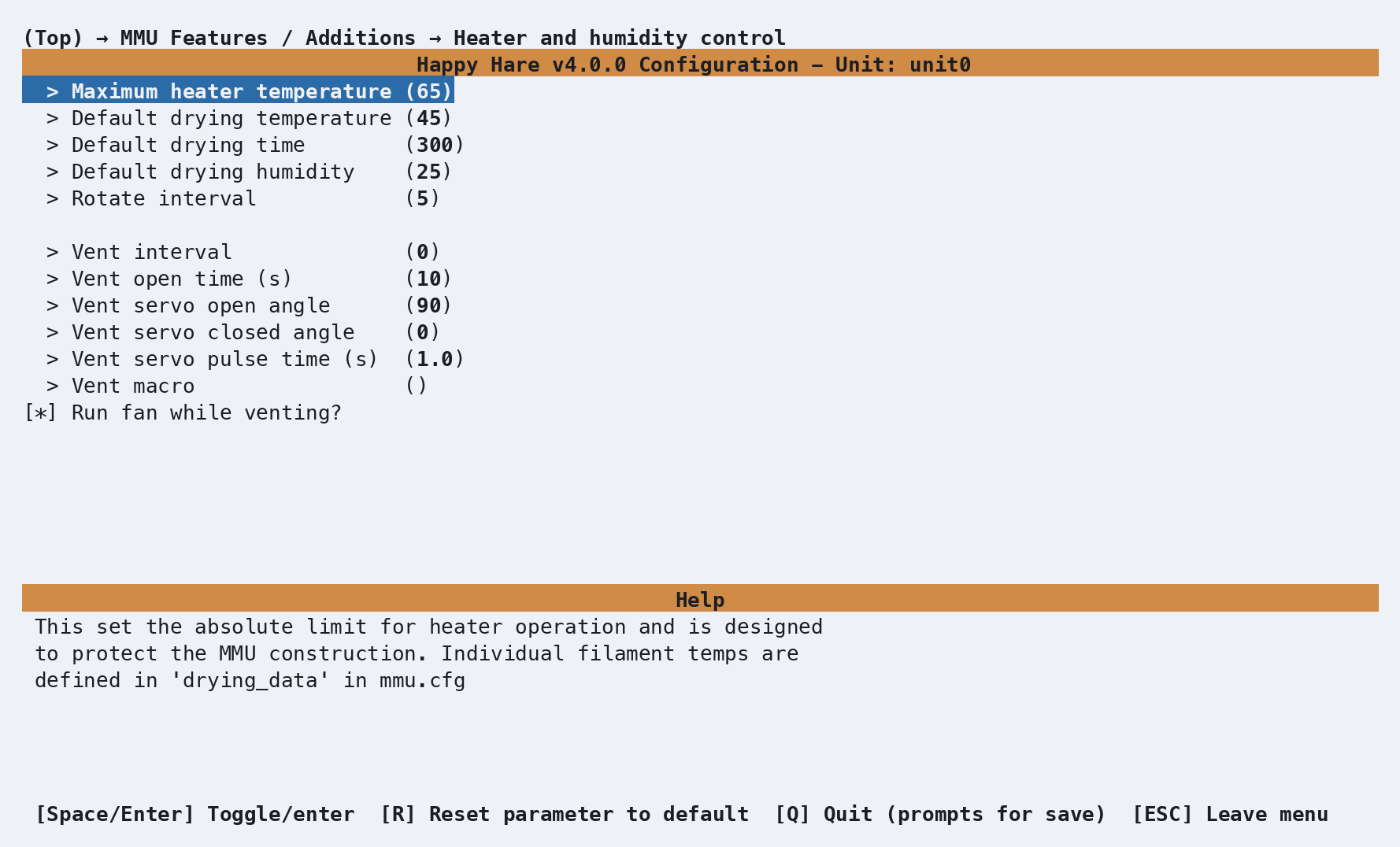 Heater and humidity control: concurrency limit, drying defaults, venting and spool rotation settings