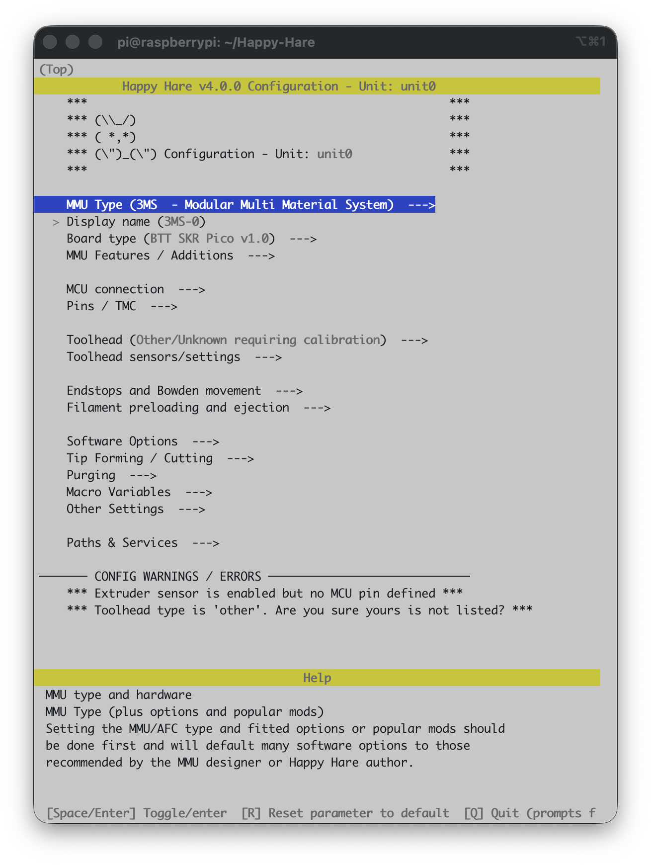 Root menu after choosing 3MS