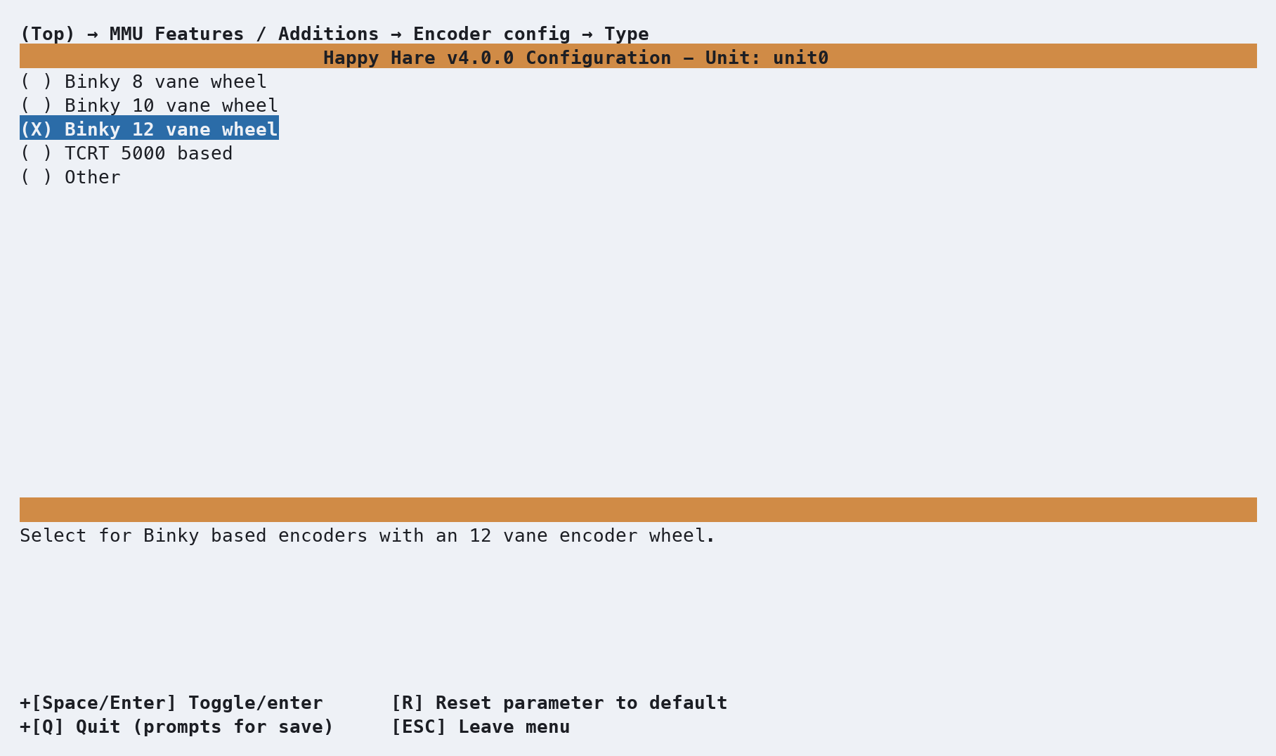 Encoder settings