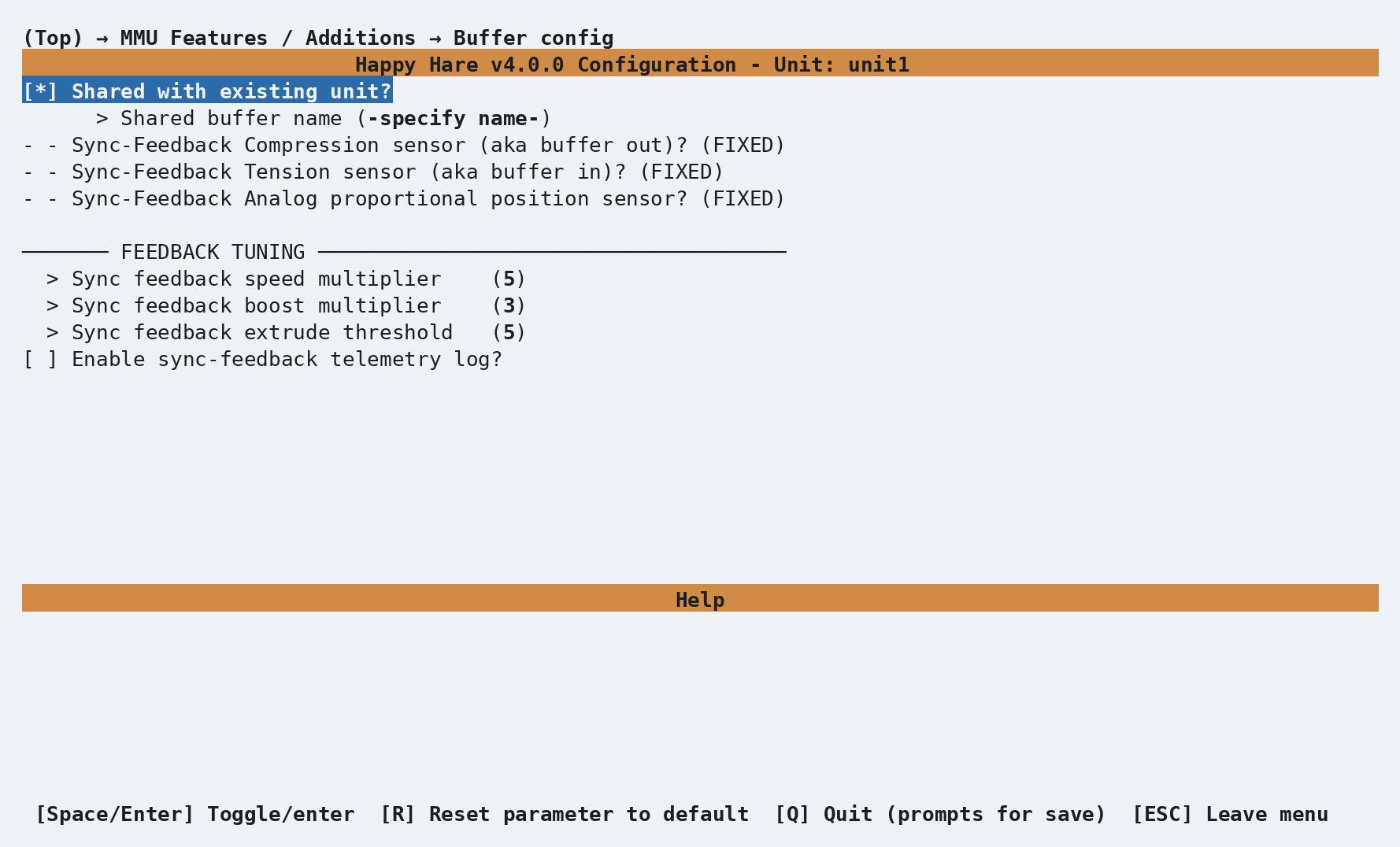 Buffer configuration for unit1 with Shared with existing unit enabled