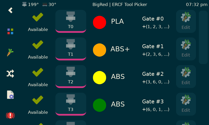 KlipperScreen tool picker panel