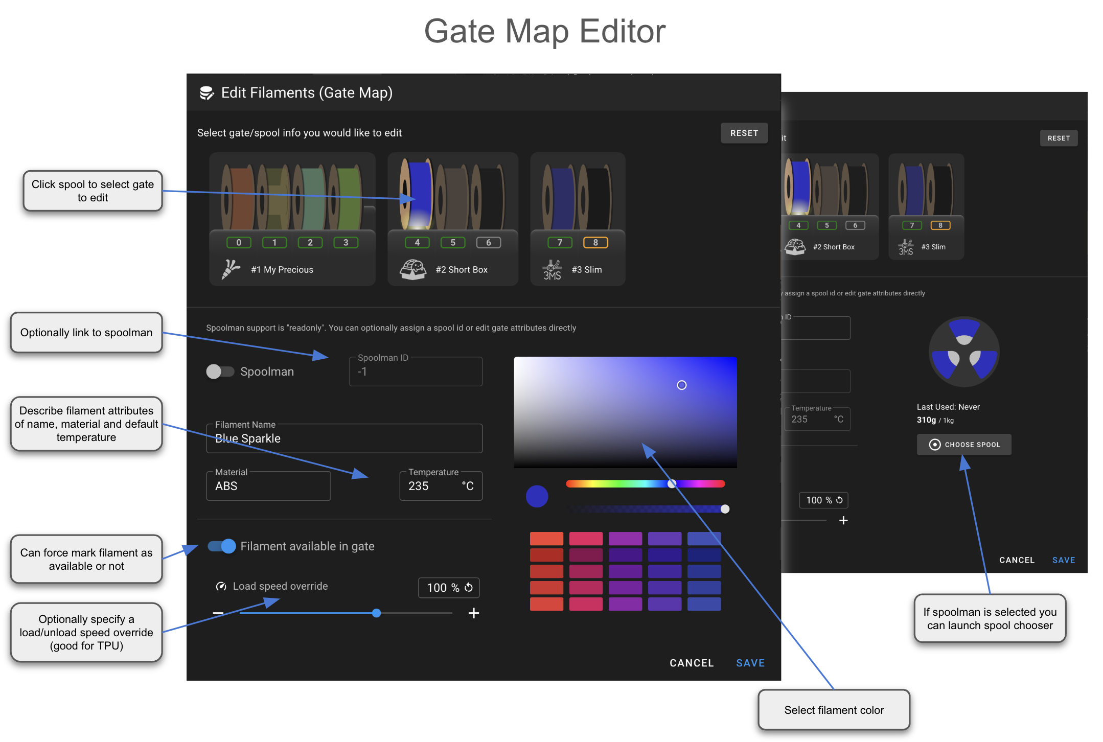 Mainsail Gate Map editor, annotated