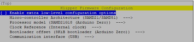 Klipper make menuconfig settings for EASY-BRD v1.1